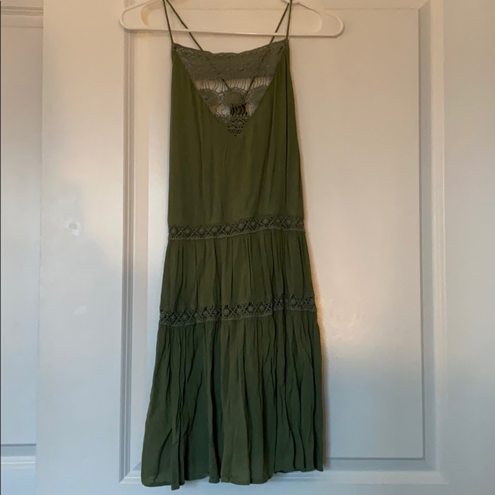 Green Spaghetti Strap Beach Dress